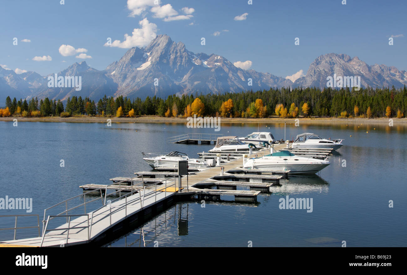 Colter Bay Marina, il lago Jackson, Grand Teton National Park, Wyoming Foto Stock