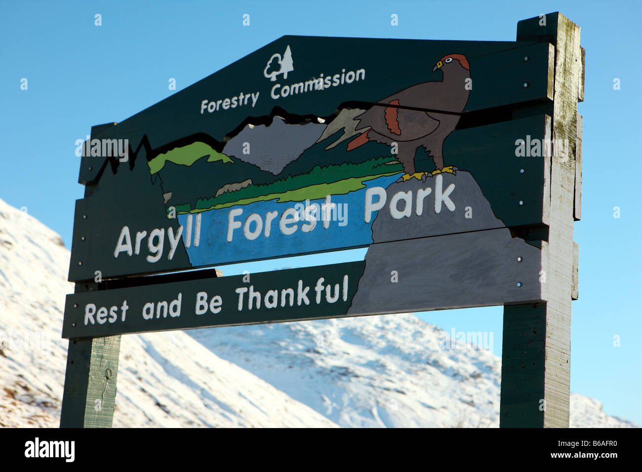 Argyll Forest Park e firmare Foto Stock