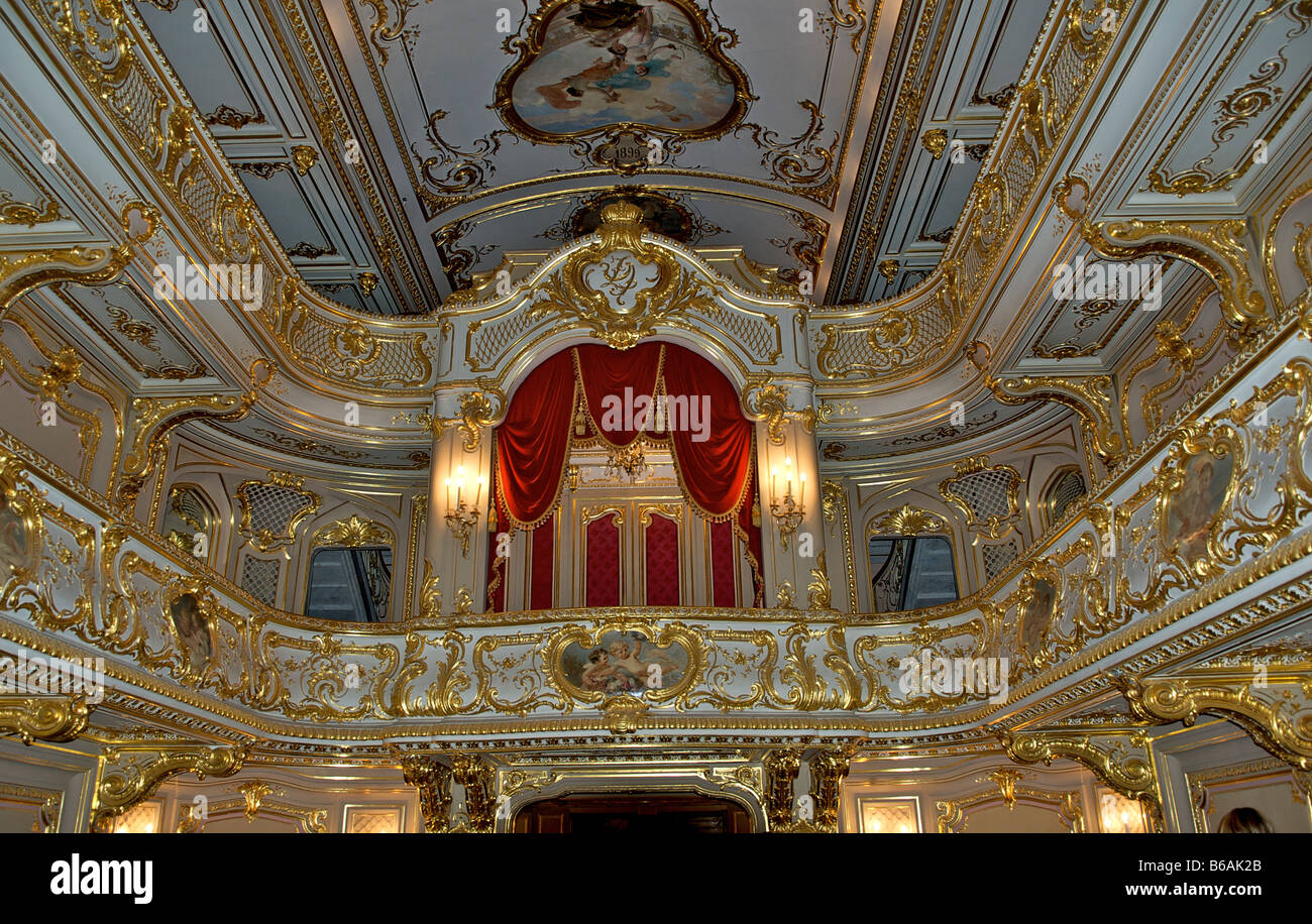 Interno teatro ornati Yusupov Palace o Palazzo Moika San Pietroburgo Russia Foto Stock
