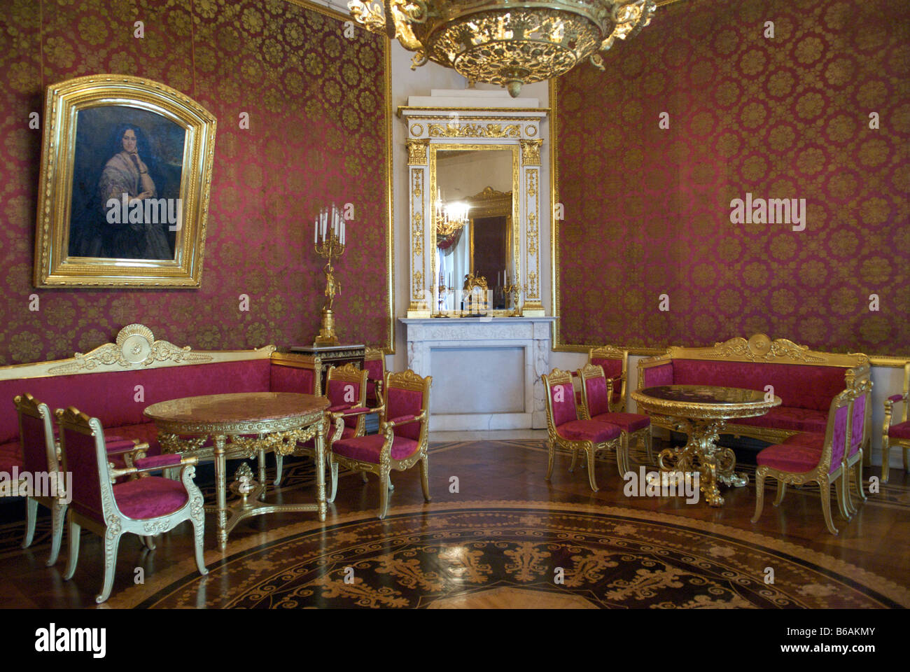 Interno Camera rossa Yusupov Palace o Palazzo Moika San Pietroburgo Russia Foto Stock