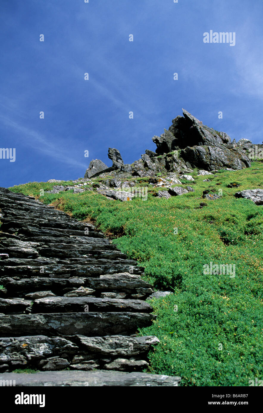 L'Irlanda, nella contea di Kerry, iveragh peninsula, Skellig Michael passi al vertice, luogo di ritiro di penitenza, di uccelli di mare,beauty in natura, Foto Stock