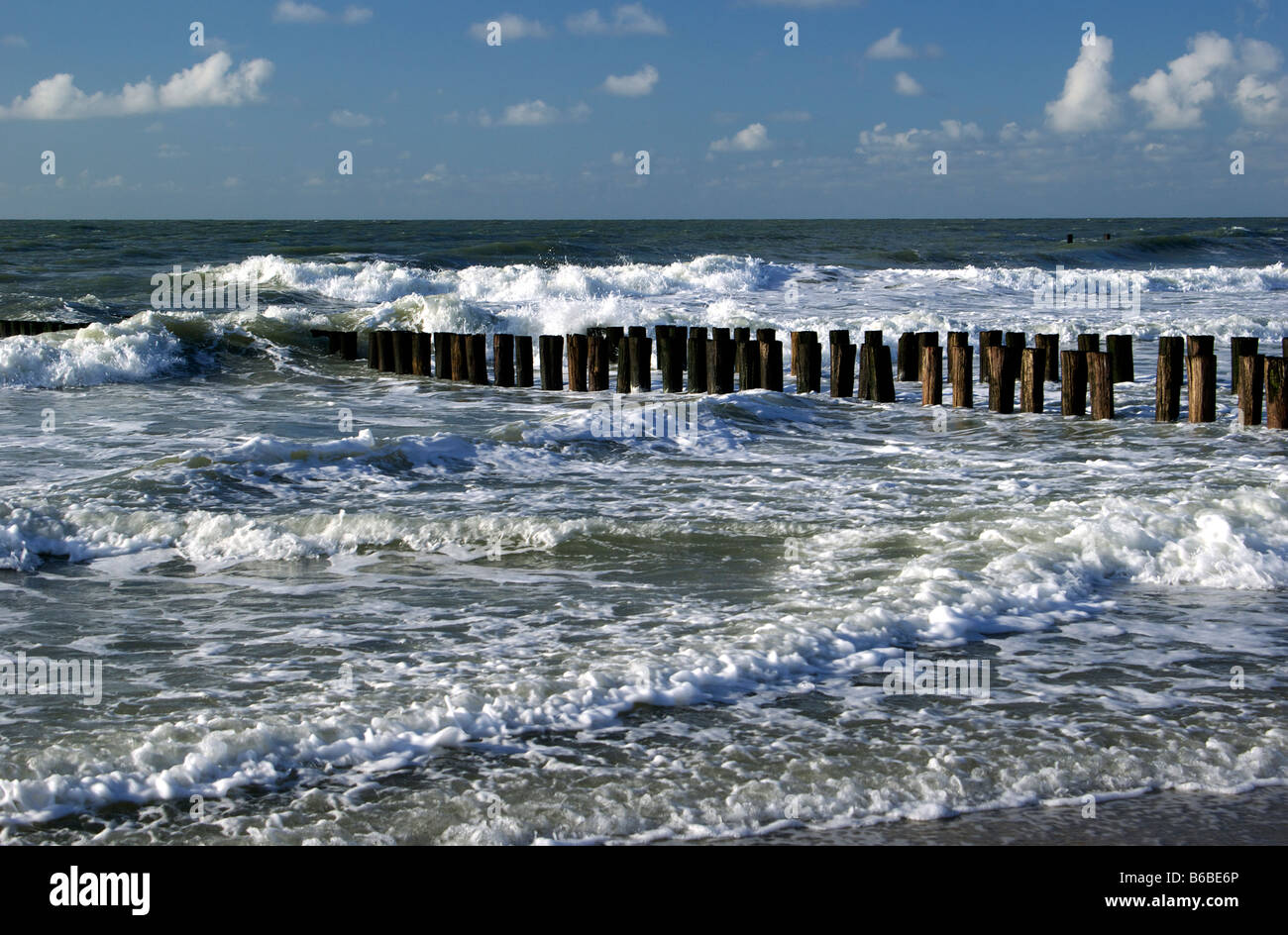 Onda di legno interruttori da Domburg Walcheren Zeeland Holland Olanda Foto Stock