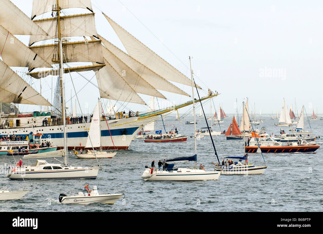 Classe russo a Tall Ship 'Mir' durante Funchal TALL SHIPS REGATTA, Falmouth, Cornwall, Regno Unito Foto Stock