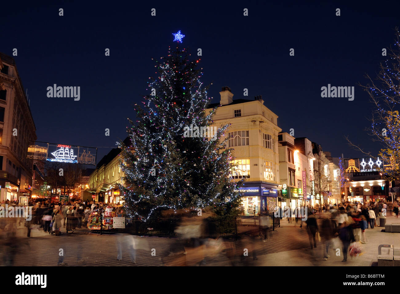 Il centro di Liverpool albero di Natale Foto Stock