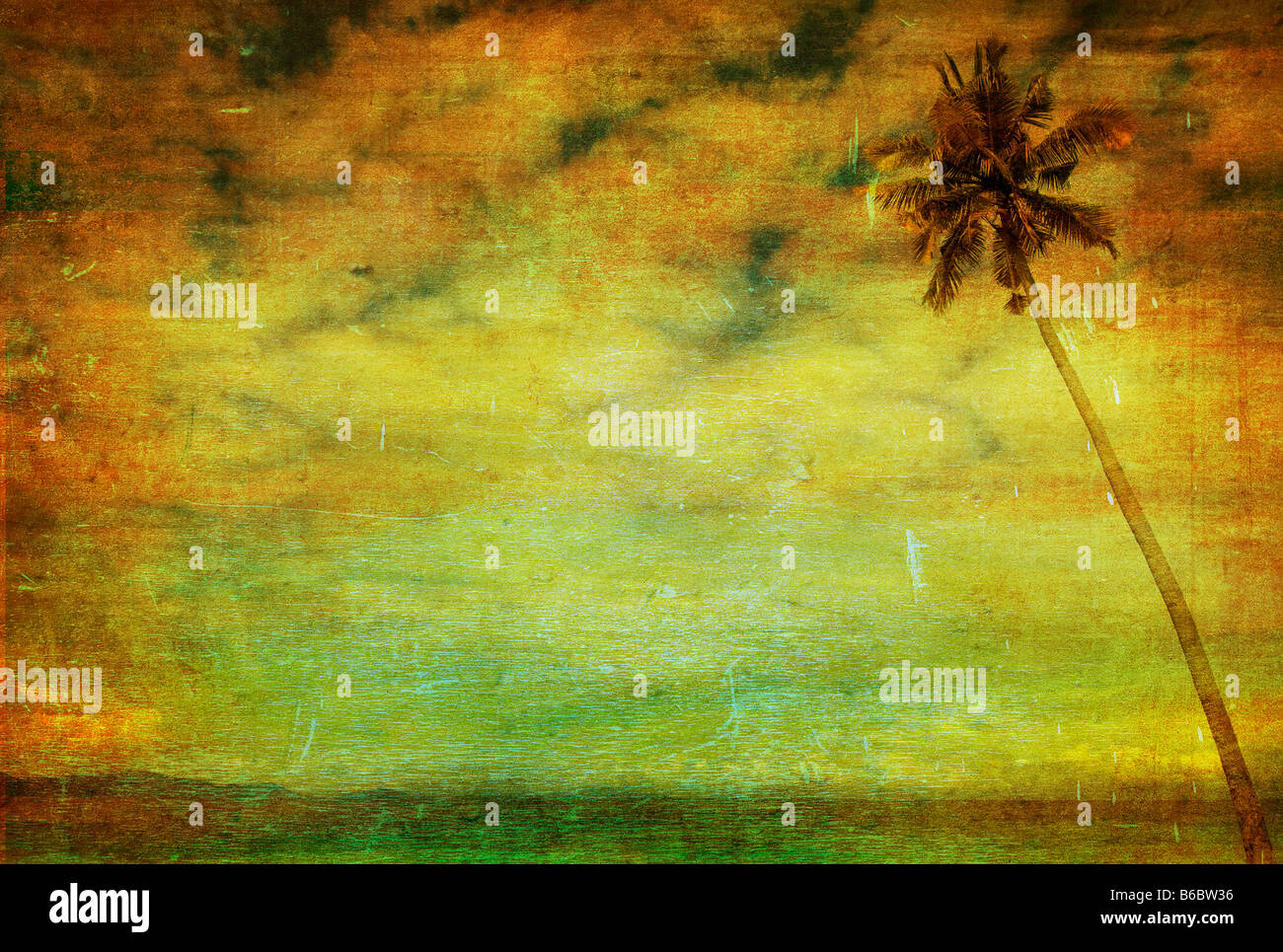 Immagine vintage di Palm tree su sfondo grunge Foto Stock