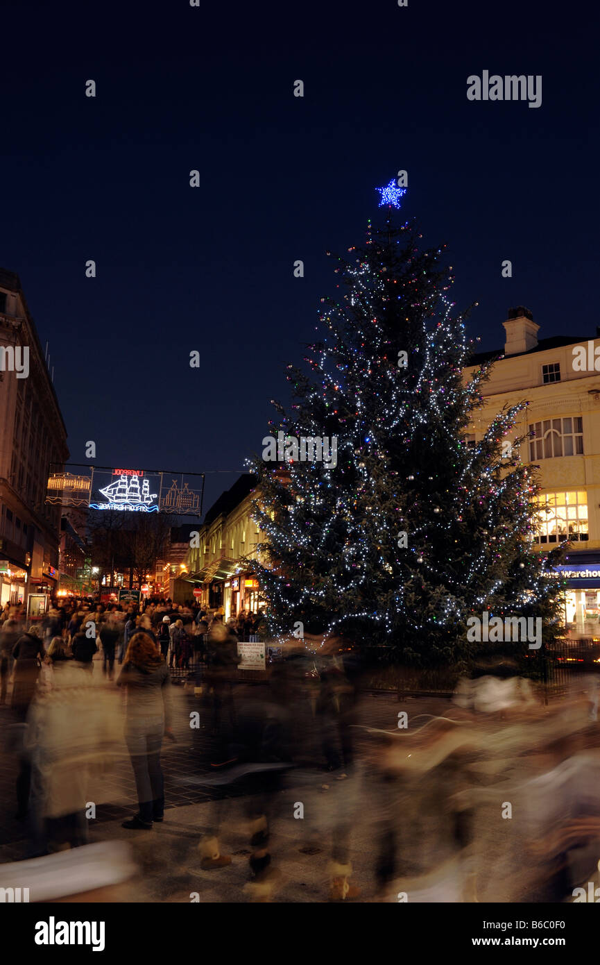 Il centro di Liverpool albero di Natale Foto Stock