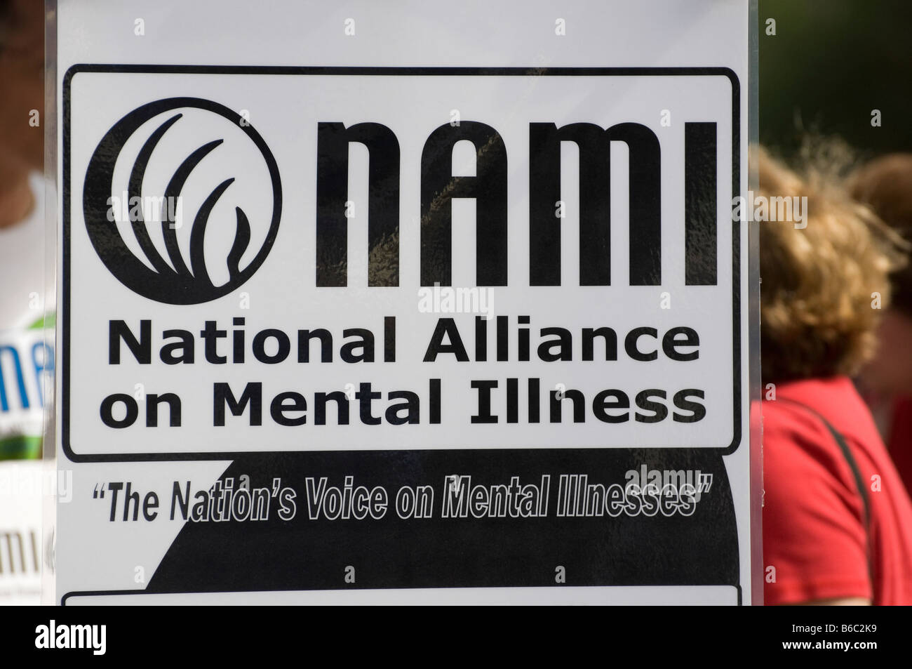 Booth sulla malattia mentale istituito presso il Downtown Arts Festival Gainesville Florida Foto Stock