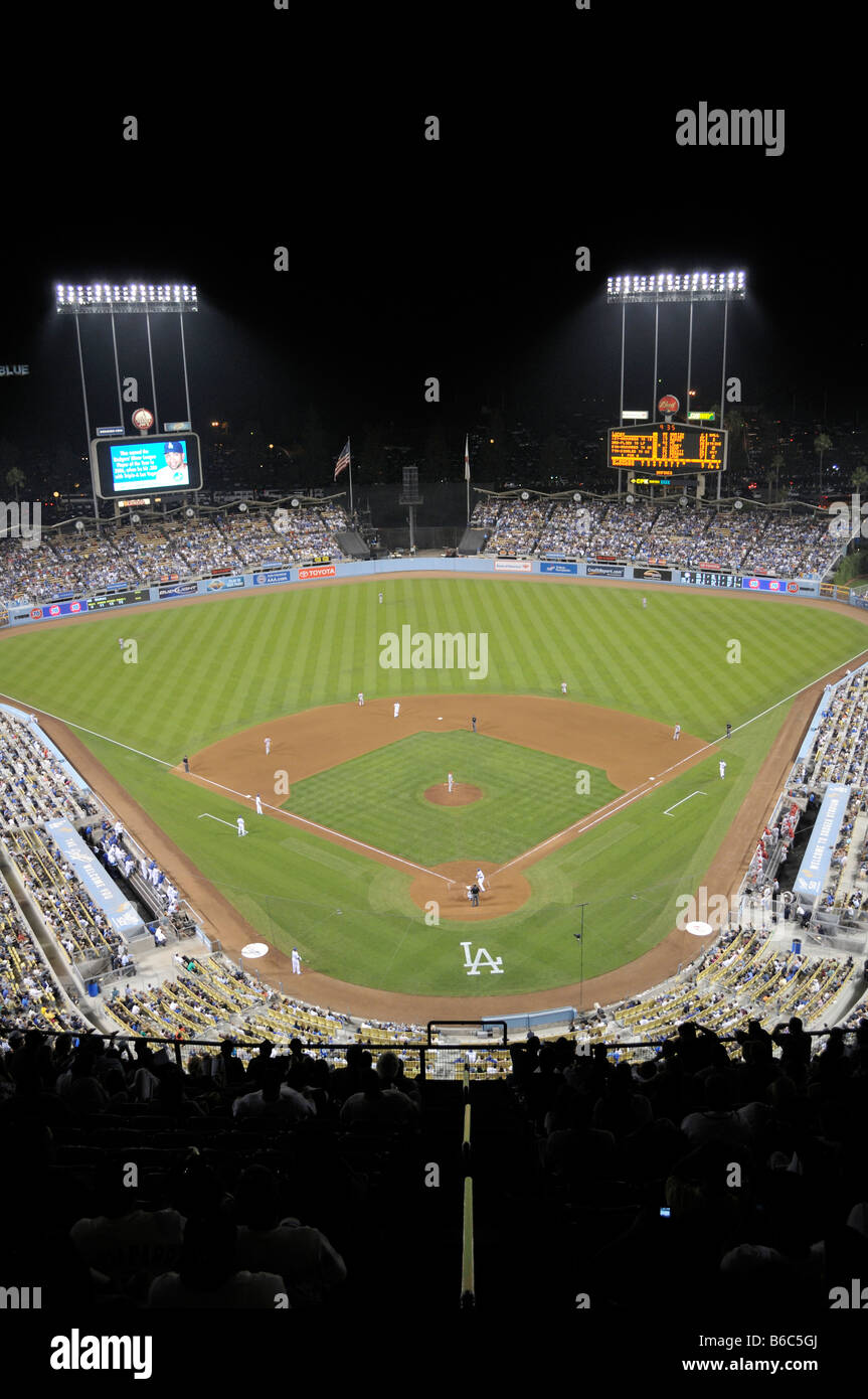 Il Dodger Stadium durante la notte gioco di baseball Foto Stock