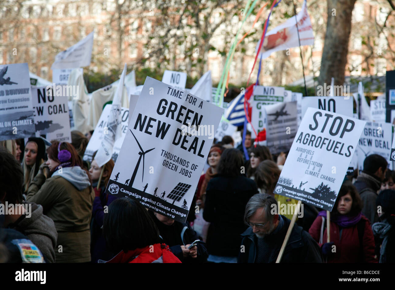 La campagna contro i cambiamenti climatici, Clima nazionale marzo a Londra il 6 dicembre 2008. Foto Stock