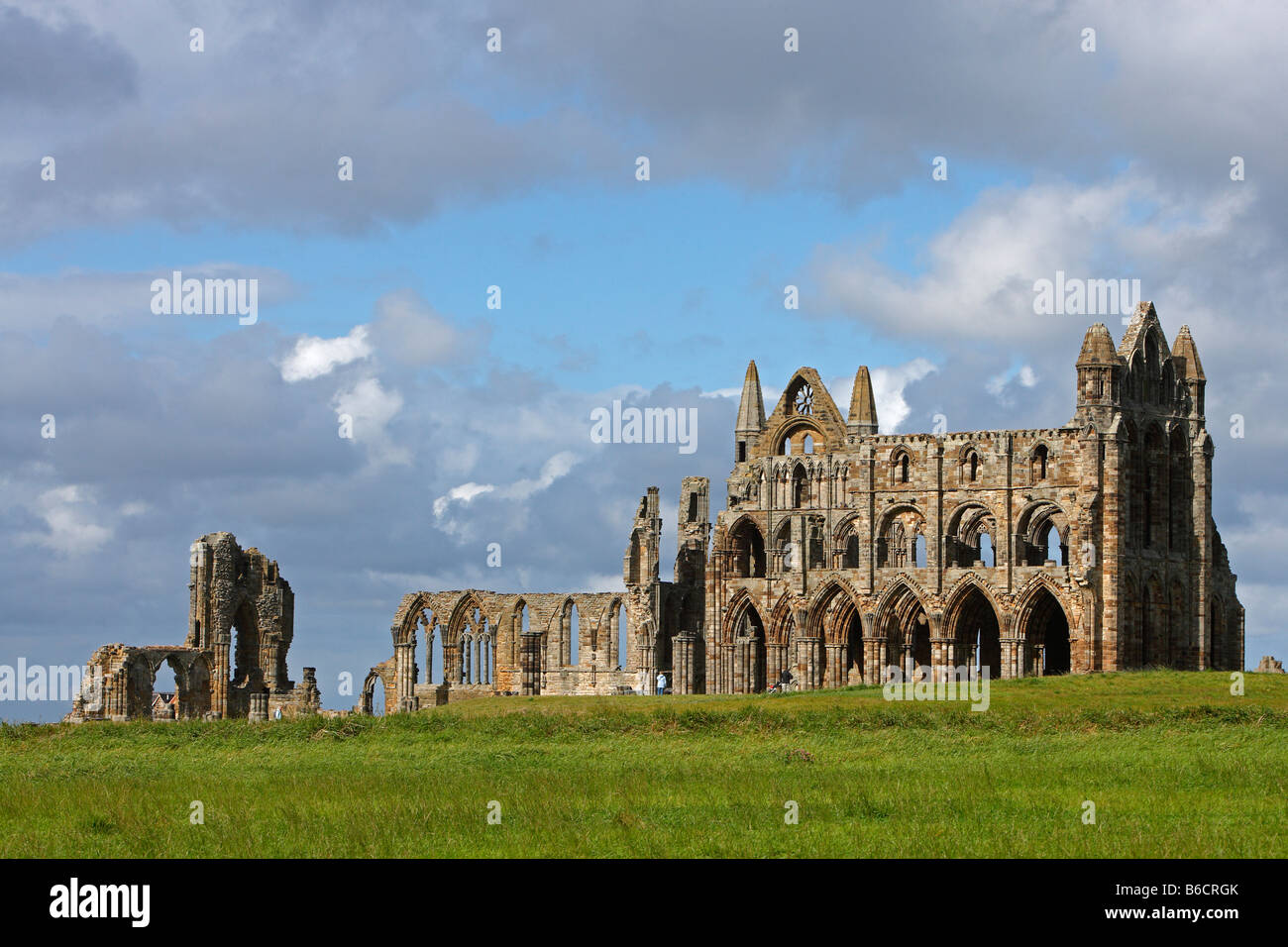 Whitby Abbey Chiesa fondata da St Hilda 657 ruderi North Yorkshire UK Gran Bretagna Foto Stock