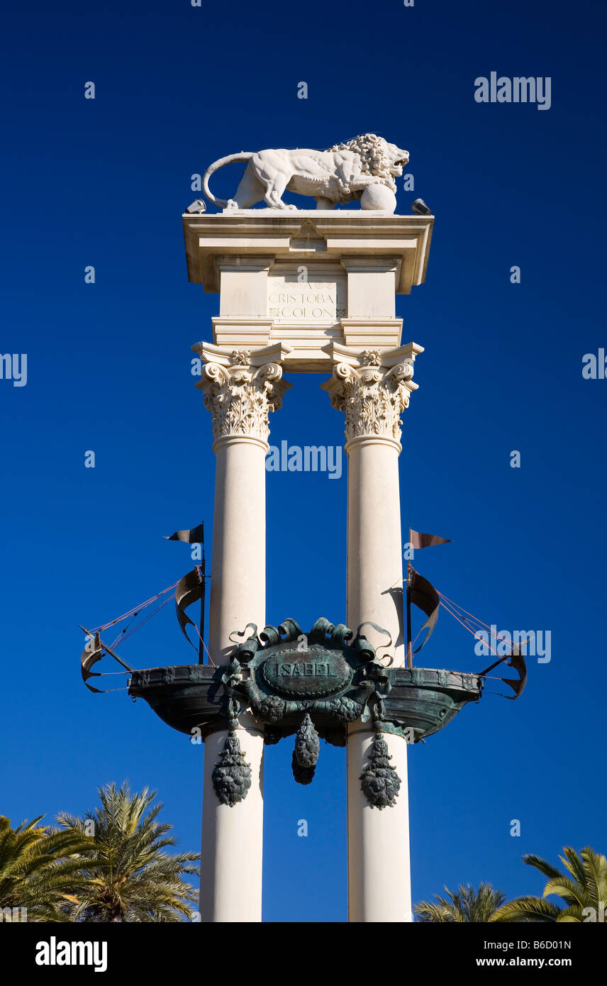 Spagna, Siviglia, Park, il Monumento di Colombo Foto Stock