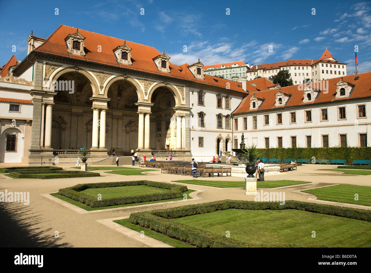 Palazzo Wallenstein giardino ornamentale Mala Strana di Praga REPUBBLICA CECA Foto Stock