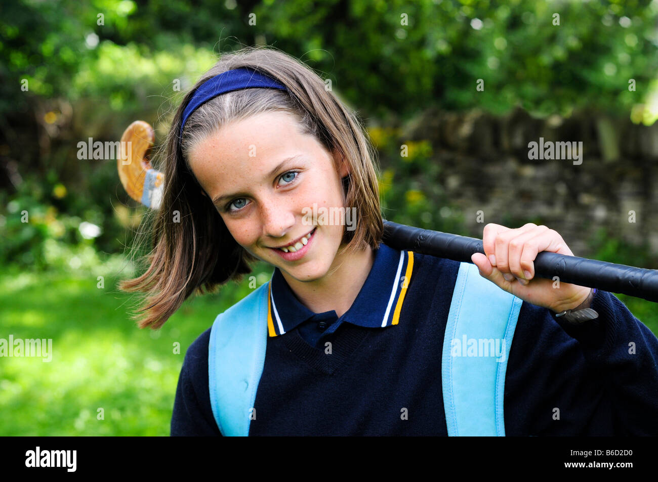 Closeup outdoor ritratto della ragazza della scuola Foto Stock