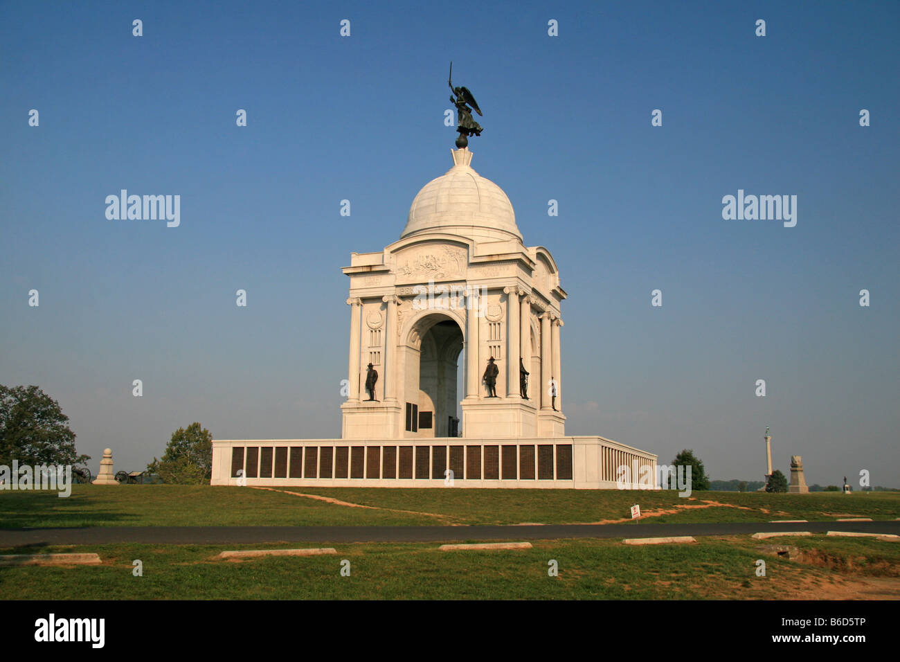 Il Pennsylvania Memorial sul Cimitero Ridge sul Parco Militare Nazionale di Gettysburg. Foto Stock