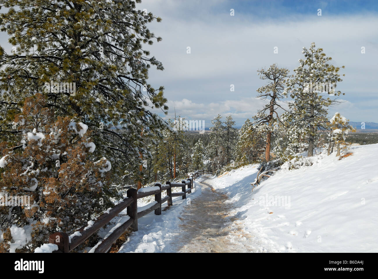 Sentiero escursionistico in Bryce Canyon in inverno Foto Stock