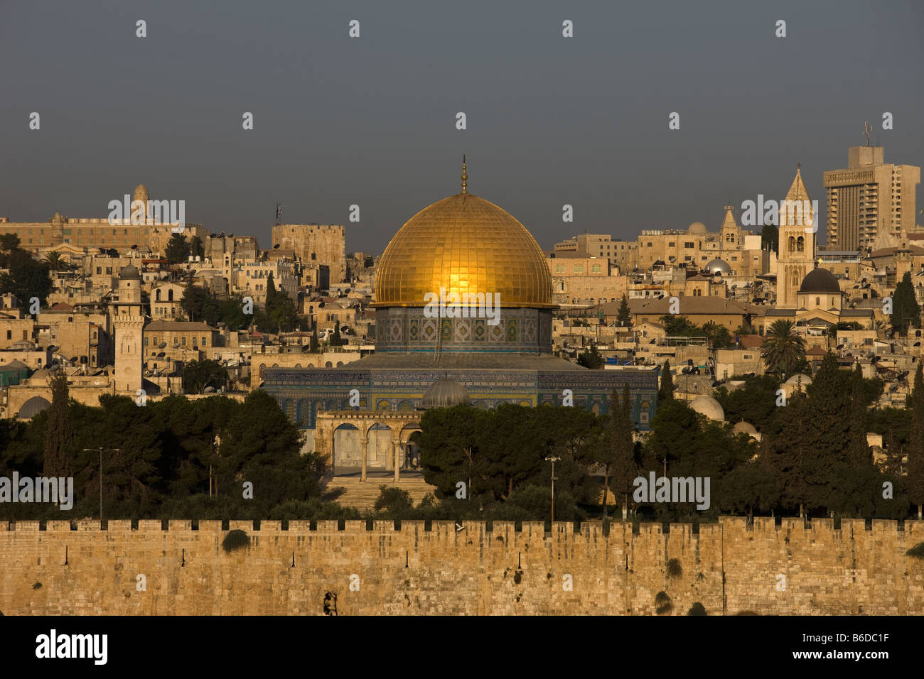 La Moschea di Omar Cupola della roccia al monte del tempio città vecchia Gerusalemme ISRAELE Foto Stock