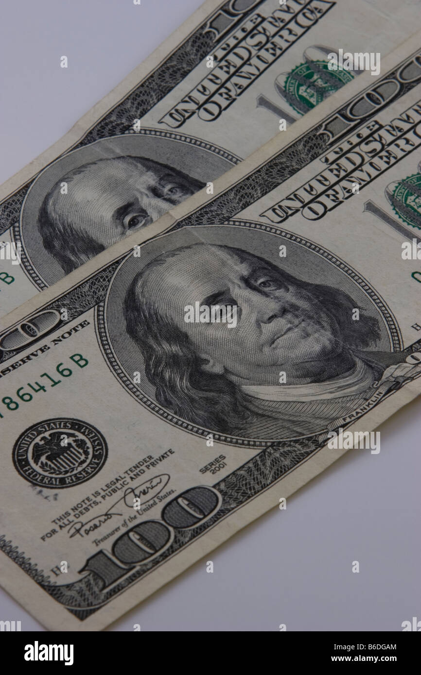 100 le fatture del dollaro cash Foto Stock
