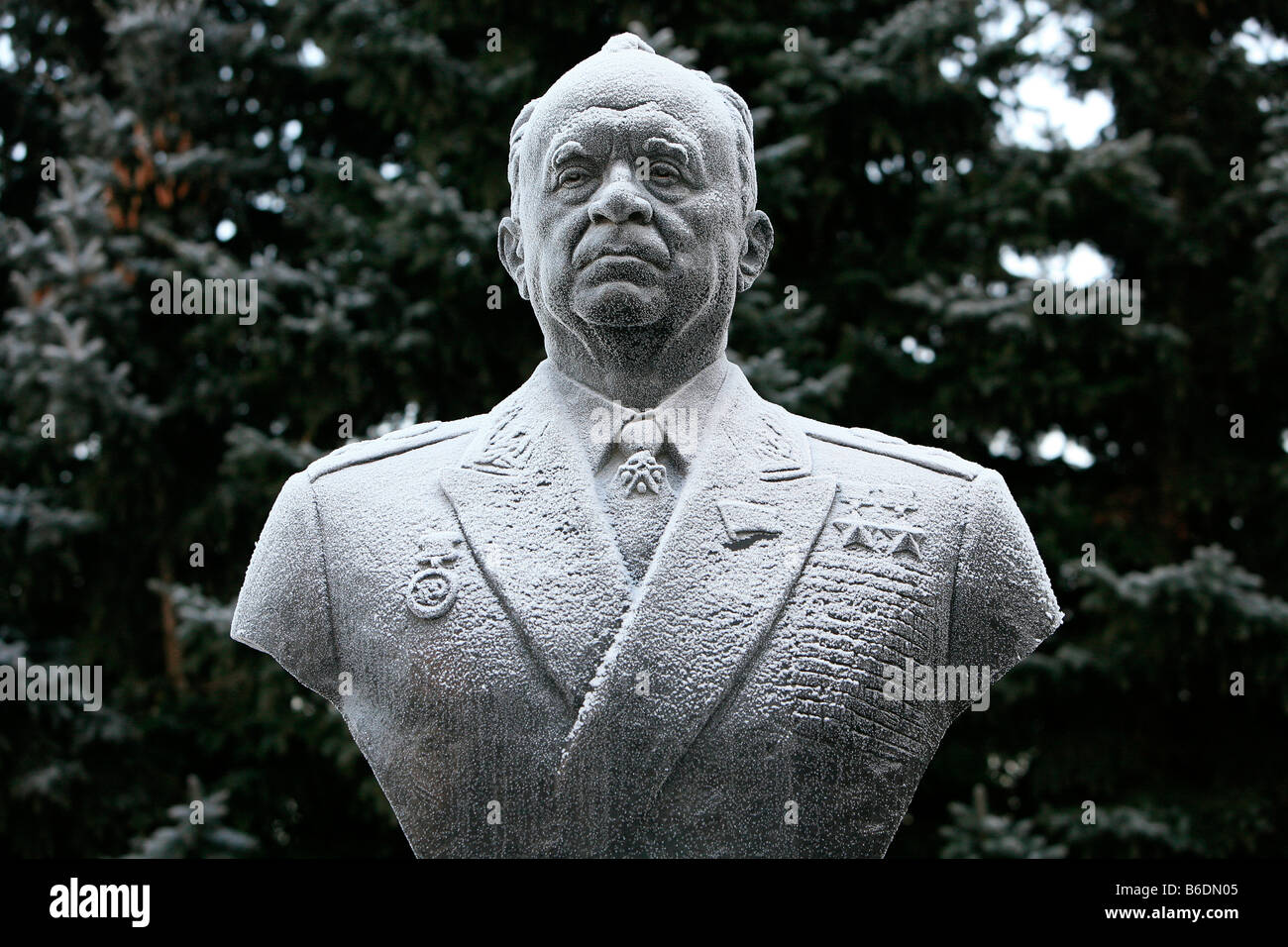 Statua congelata di ammiraglio della flotta dell'Unione Sovietica Sergey Gorshkov Georgyevich in Kolomna, Russia Foto Stock