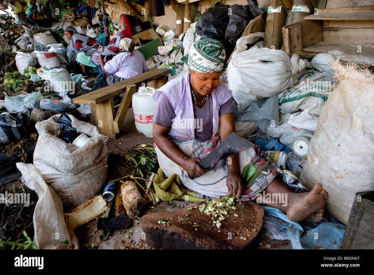 Sud Africa. Durban. Mercato. La vendita di piante e spezie per uso medico. Foto Stock