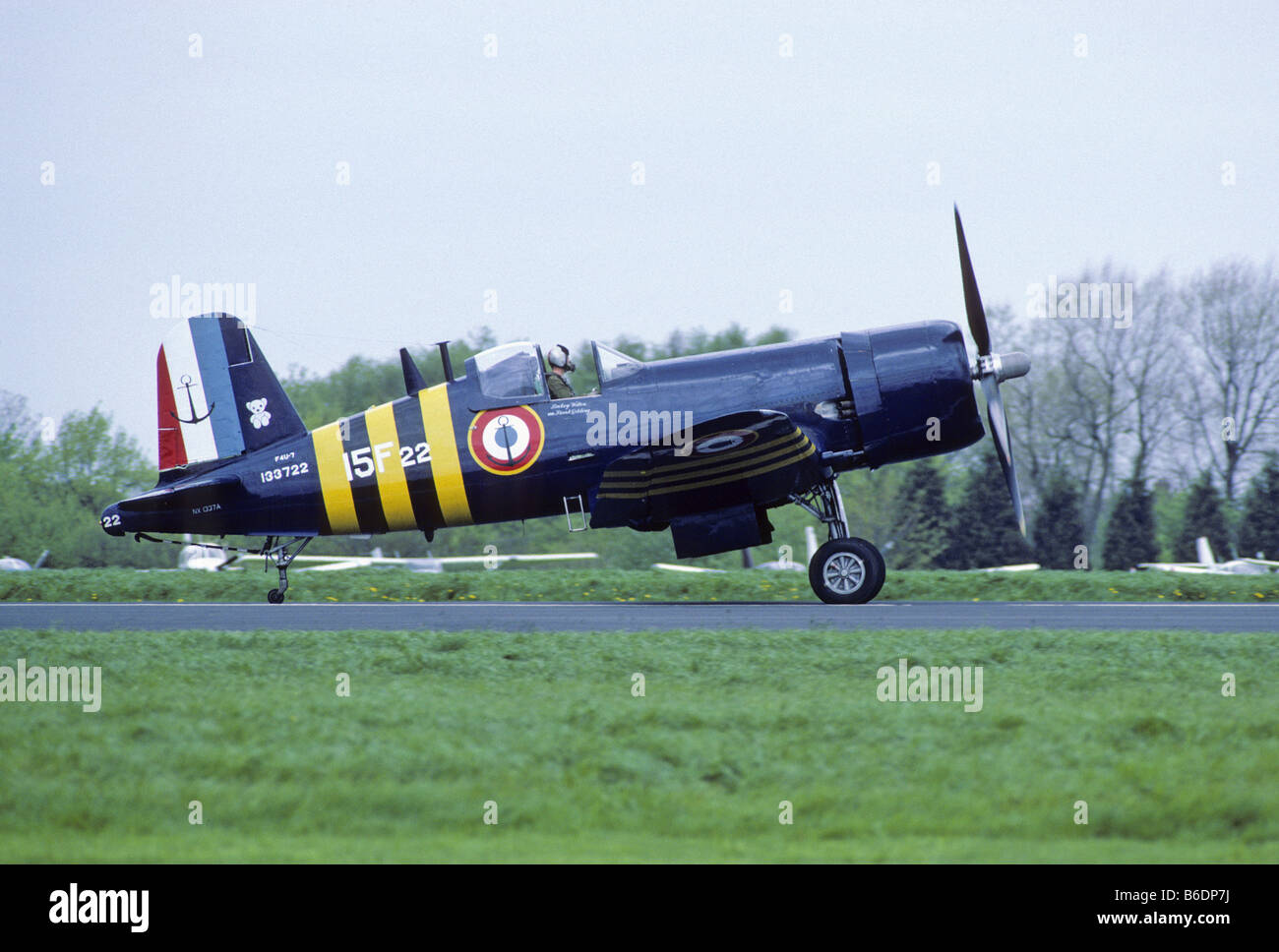 Marina Francese Chance Vought F4U Corsair a Biggin Hill Airfield Inghilterra Foto Stock
