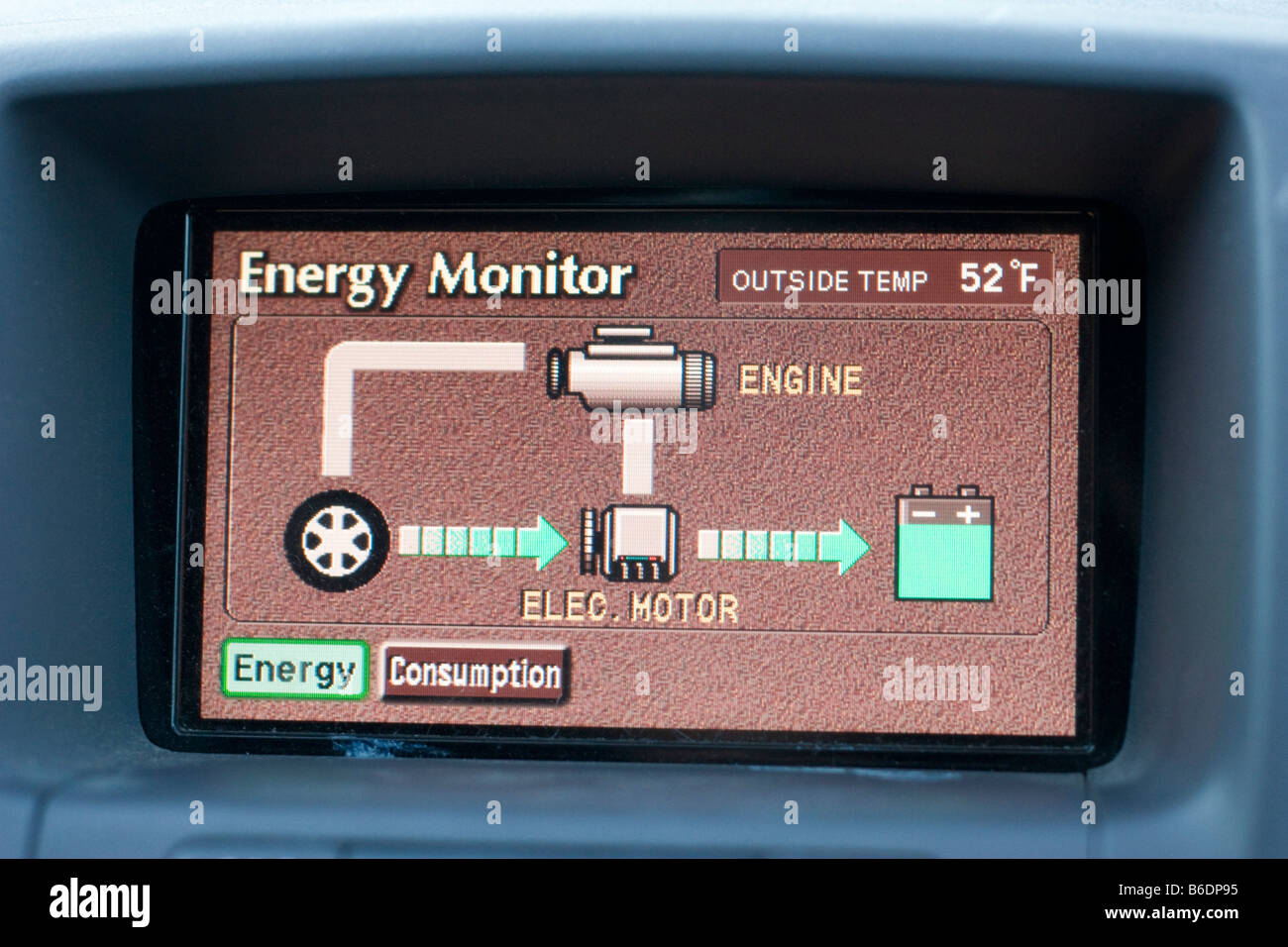 Il Monitor di energia di una Toyota Prius 4 Ottobre 2008 Foto Stock