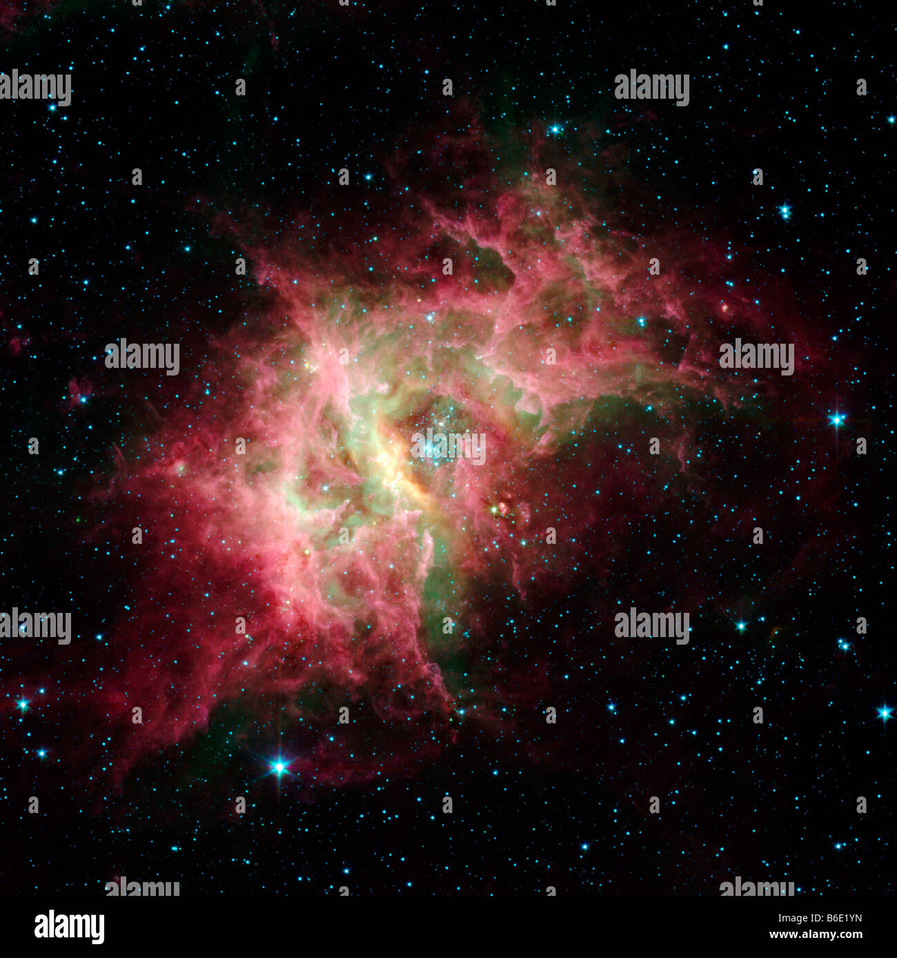 Regione di starbirth RCW 49, infrarossi Spitzer Space Telescope (SST) immagine Foto Stock