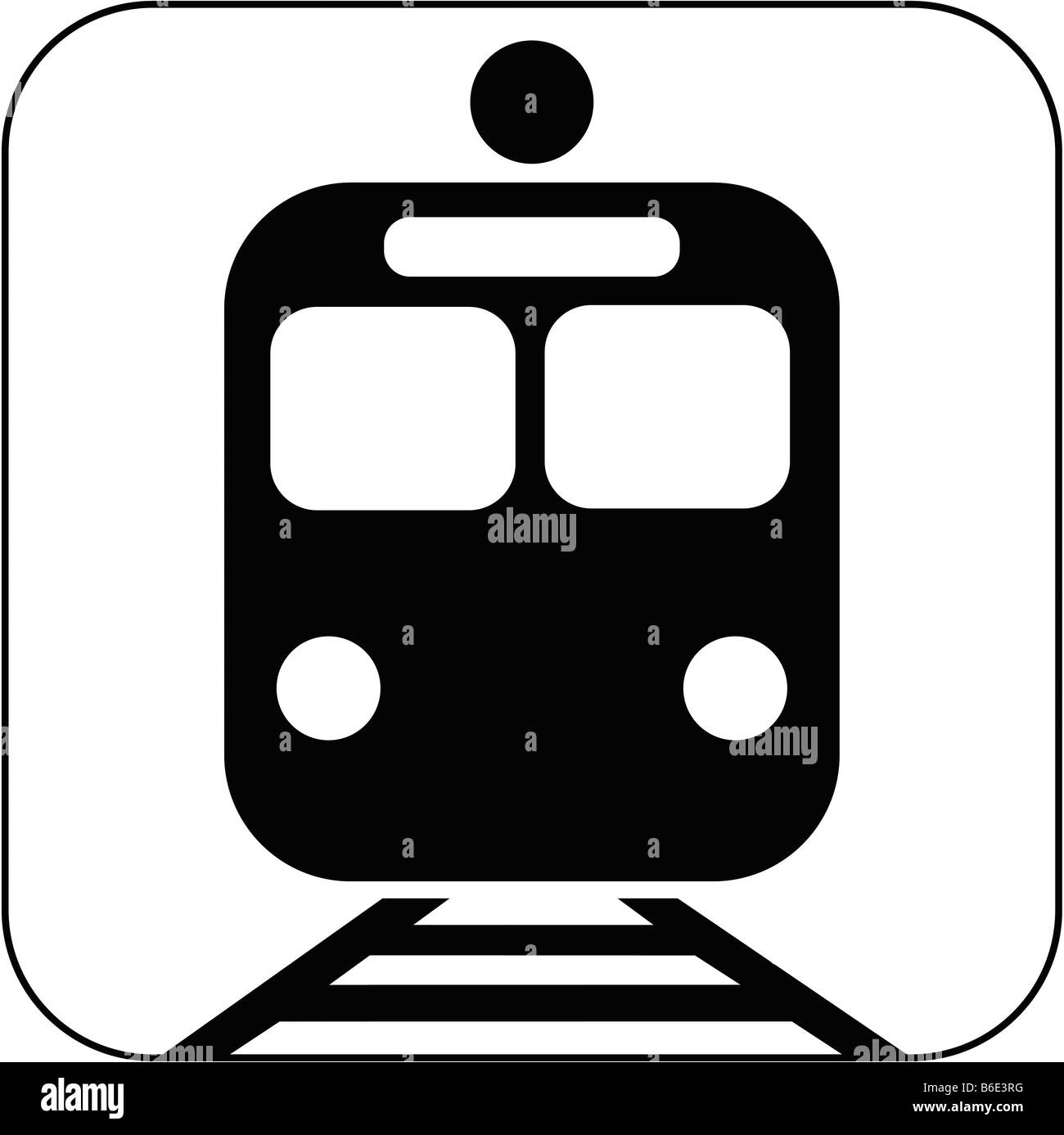 Il treno suburbano simbolo contro uno sfondo bianco Foto Stock