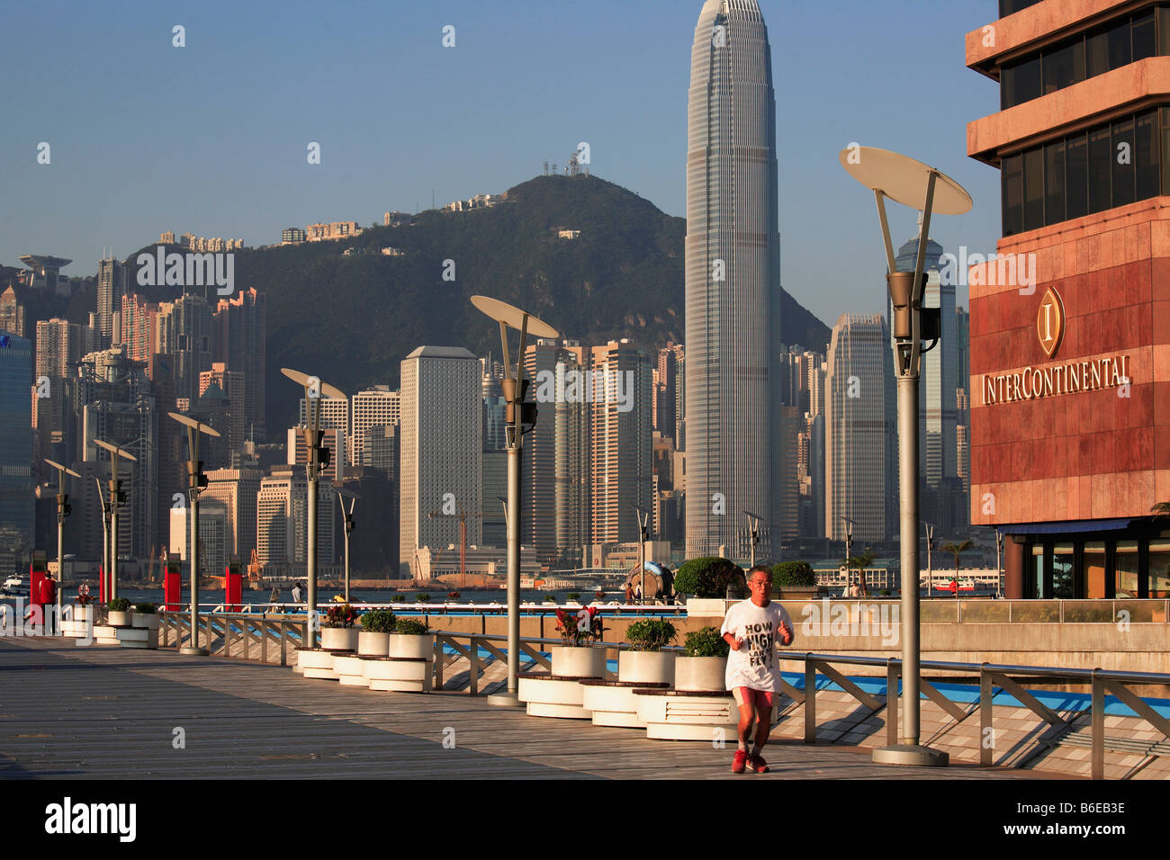 Cina Hong Kong Central District skyline di Tsim Sha Tsui Promenade Foto Stock