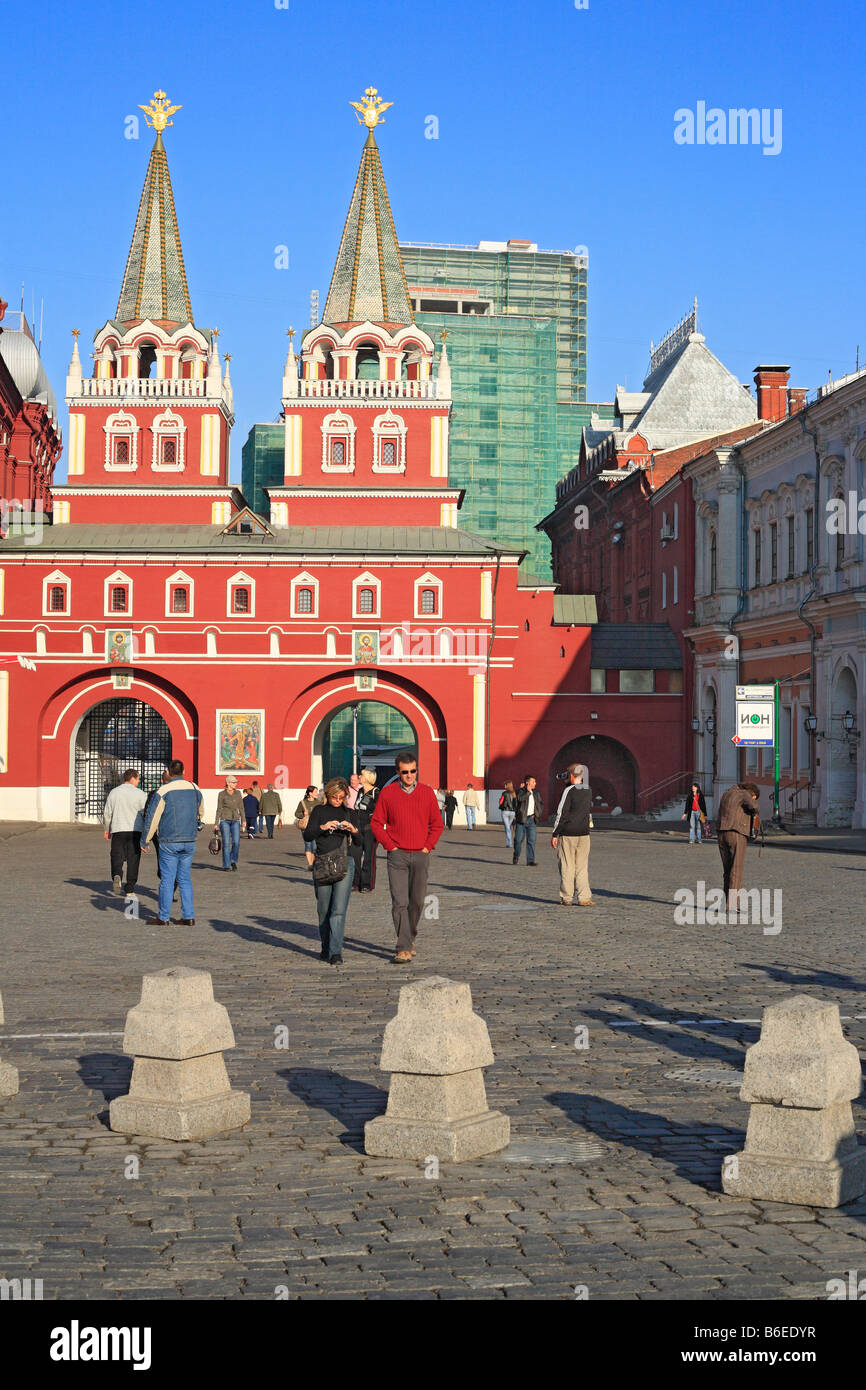 Architettura della chiesa, cappella di Iverskaya icona della Vergine Santa, la piazza Rossa di Mosca, Russia Foto Stock