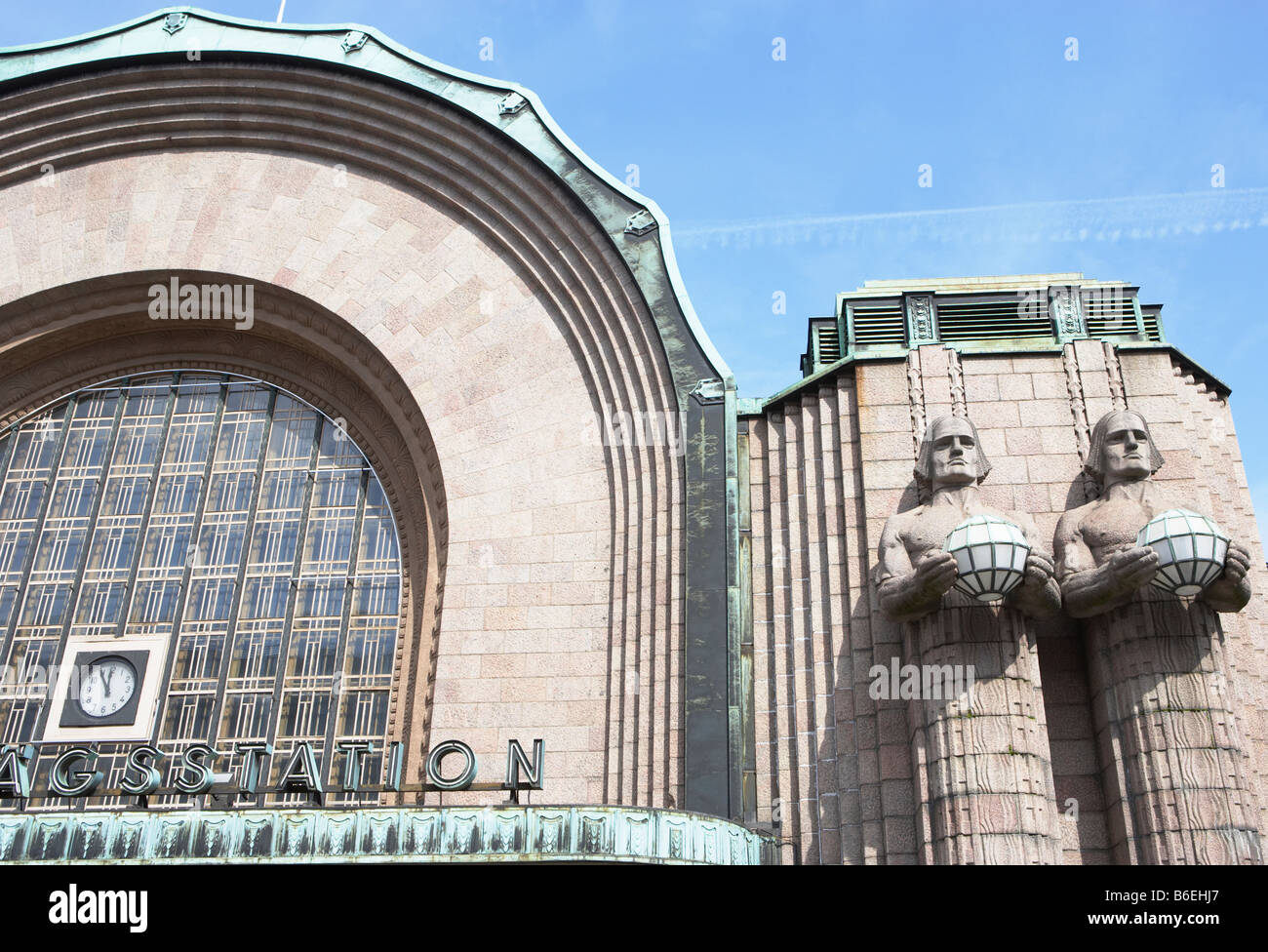 La stazione ferroviaria centrale edificio in Helsinki Finlandia Foto Stock