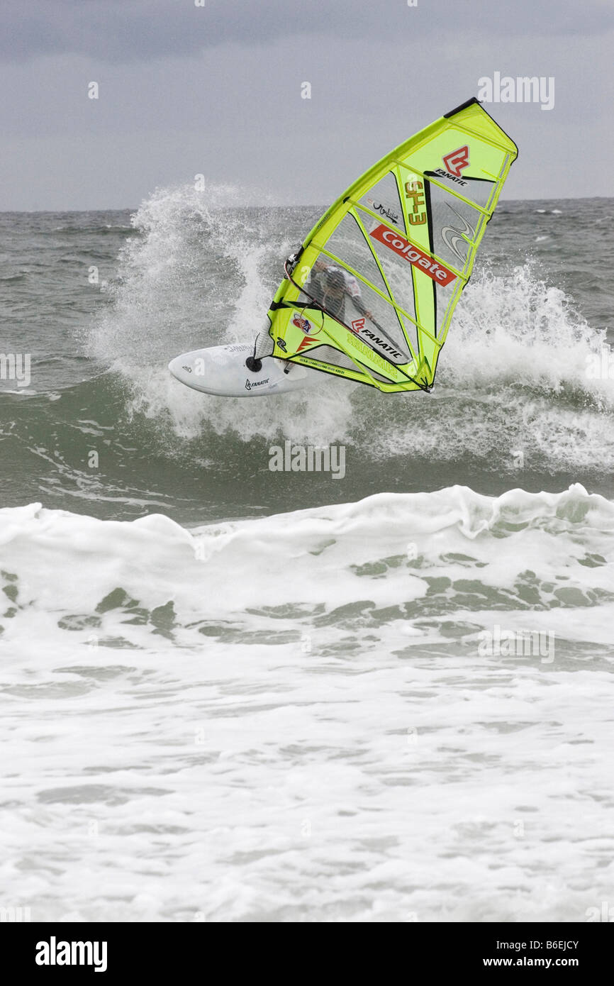 Surfer a Colgate World Cup 2008, il Land Brandeburgo beach, Westerland, Sylt, Schleswig-Holstein, Germania, Europa Foto Stock