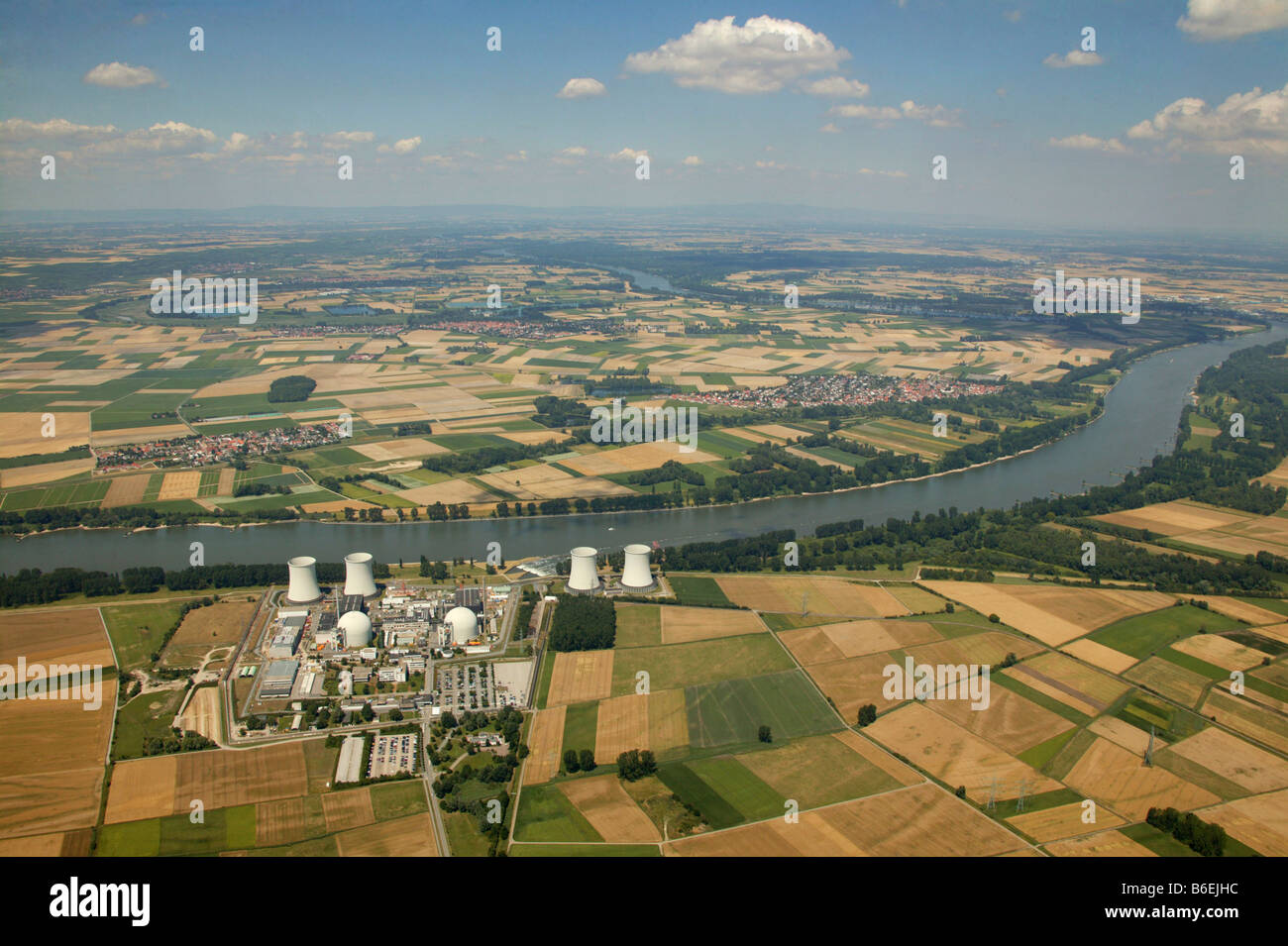 Vista aerea, nucleare, Biblis, Kreis Bergstrasse distretto, Hesse, Germania, Europa Foto Stock