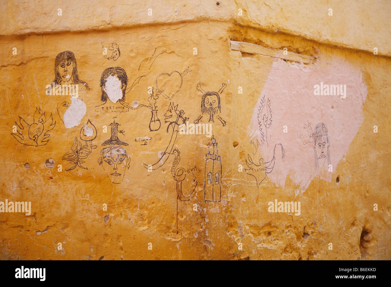 Graffiti, la Medina di Fez, Marocco, Africa Foto Stock