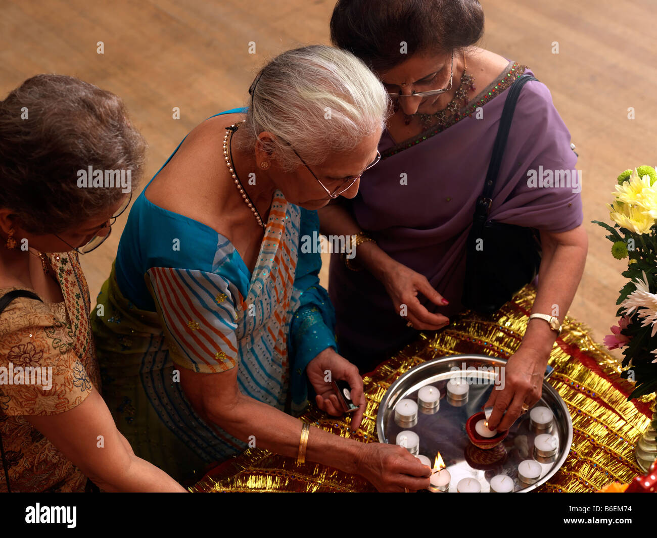 Arti cerimonia al Diwali celebrazioni di Wandsworth Town Hall Foto Stock