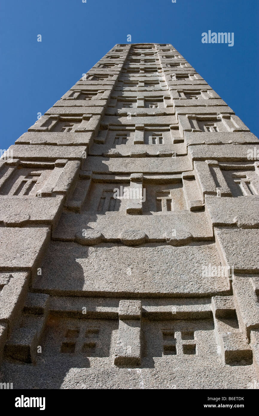 Re Ezana la stele, stele settentrionale parco, Axum, Etiopia, Africa Foto Stock