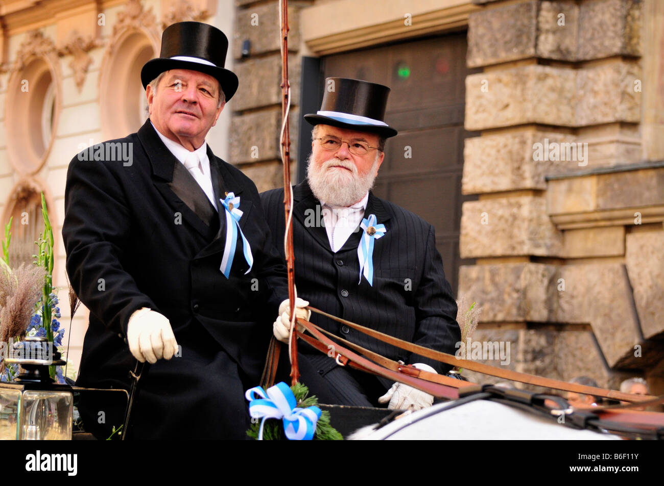 Coachman al Oktoberfest la tradizionale processione in costume, Monaco di Baviera, Germania, Europa Foto Stock