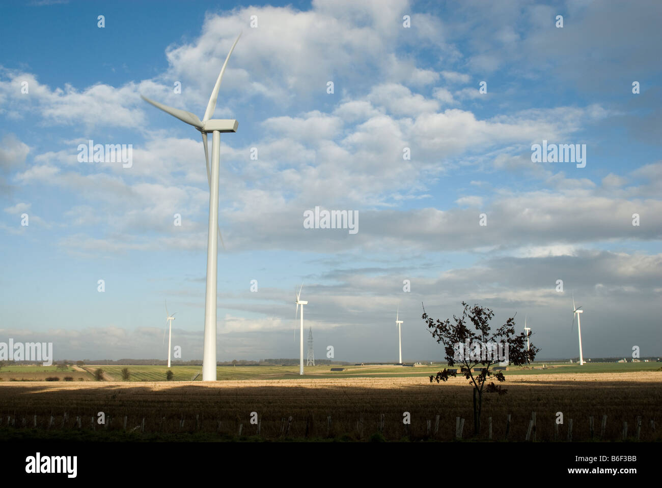 Le turbine eoliche in funzionamento a nord per centrali eoliche Pickenham vicino a Swaffham Norfolk Inghilterra Foto Stock