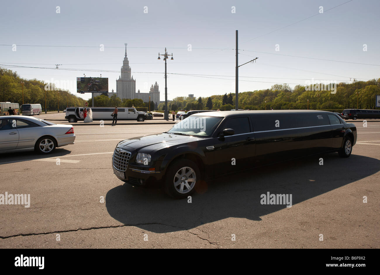 Lincoln Town Car, Nero Limousine, Mosca Russia Foto Stock