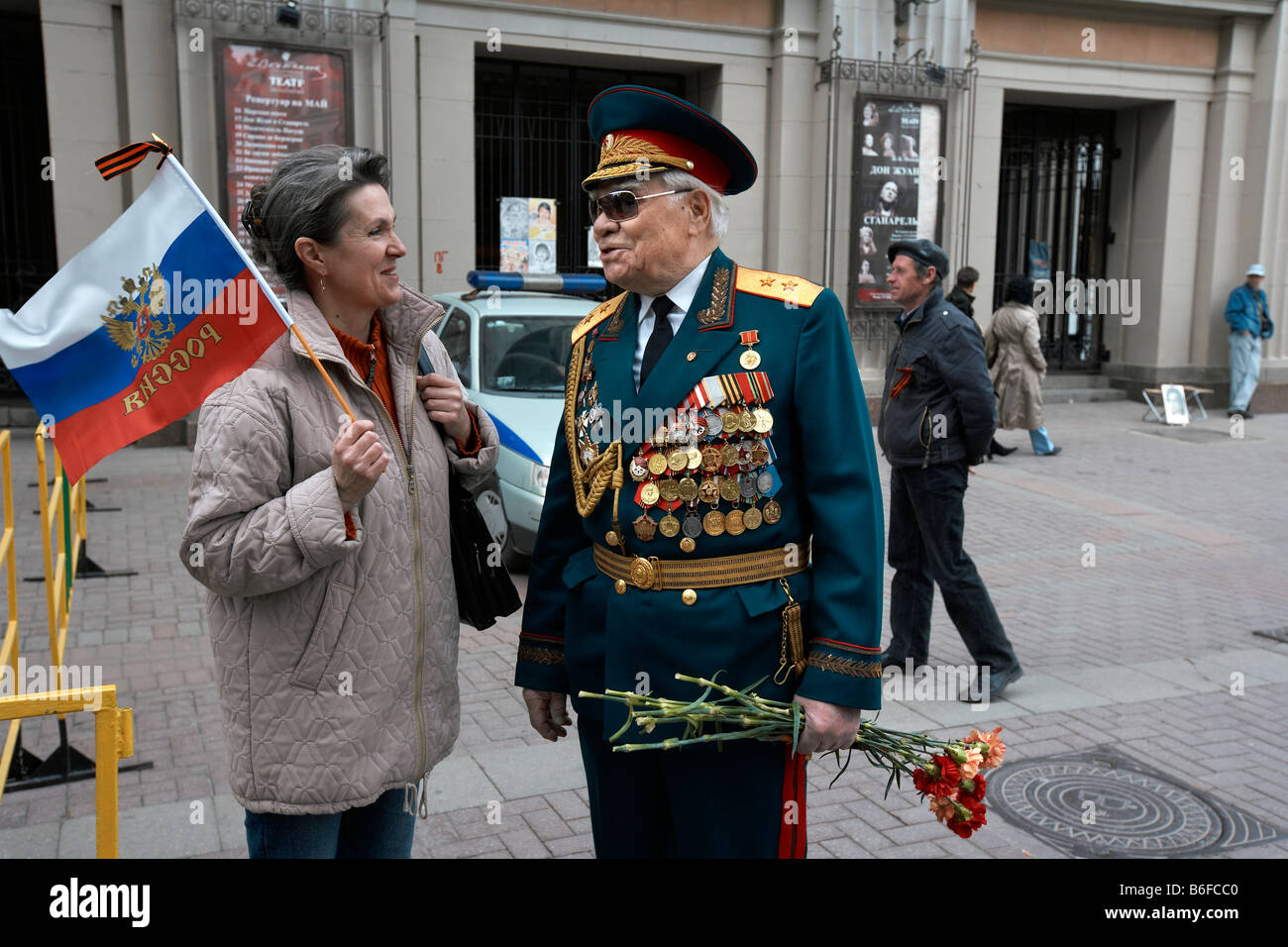 Veterano di guerra presso la Giornata della Vittoria Parade, Mosca Russia Foto Stock