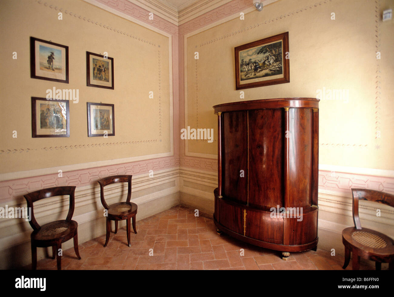Piccola camera a Napoleone residenza estiva, Villa Napoleone, Demidoff, da San Martino, Isola d'Elba, provincia di Livorno, Tusc Foto Stock