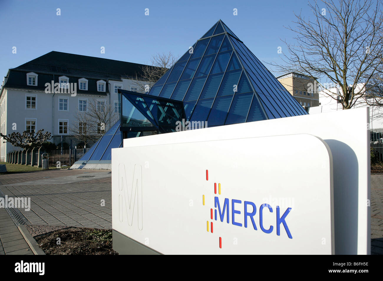 La sede aziendale di Merck KGaA, Darmstadt, Hessen, Germania, Europa Foto Stock