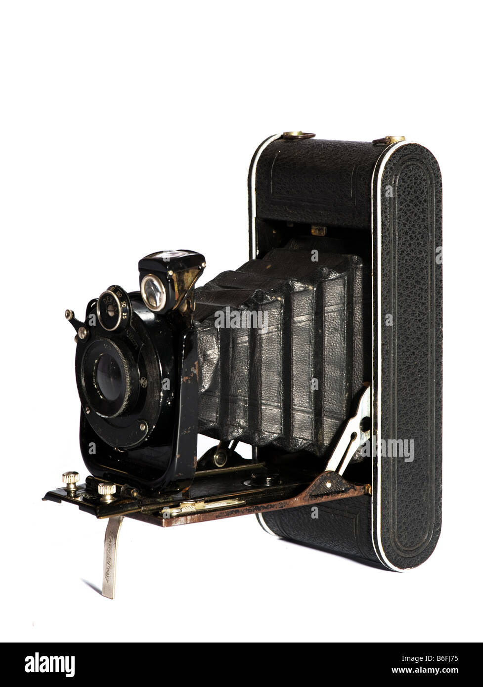 Vecchia fotocamera vintage isolati su sfondo bianco Foto Stock