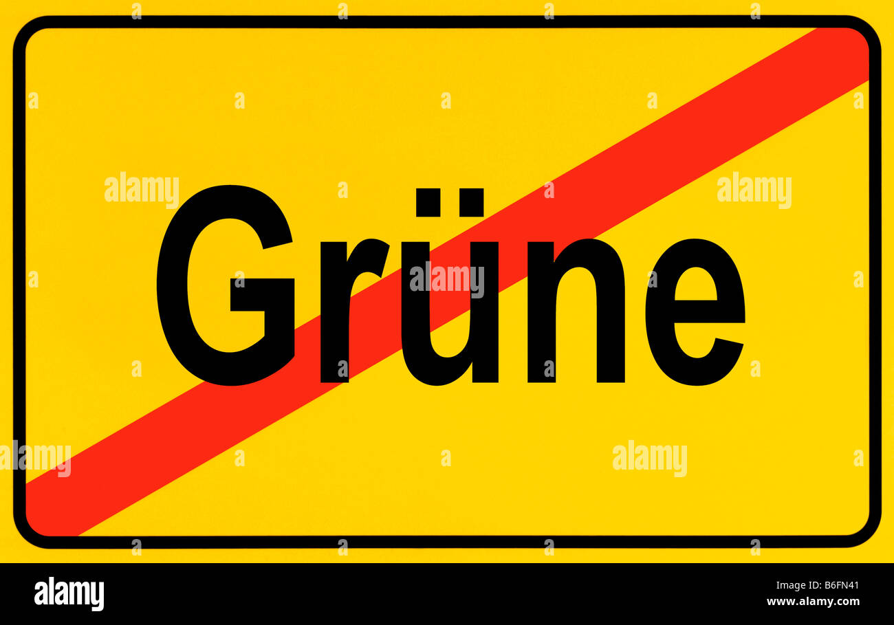 Fine della città segno, immagine simbolica per la fine del partito dei Verdi, Gruene Foto Stock