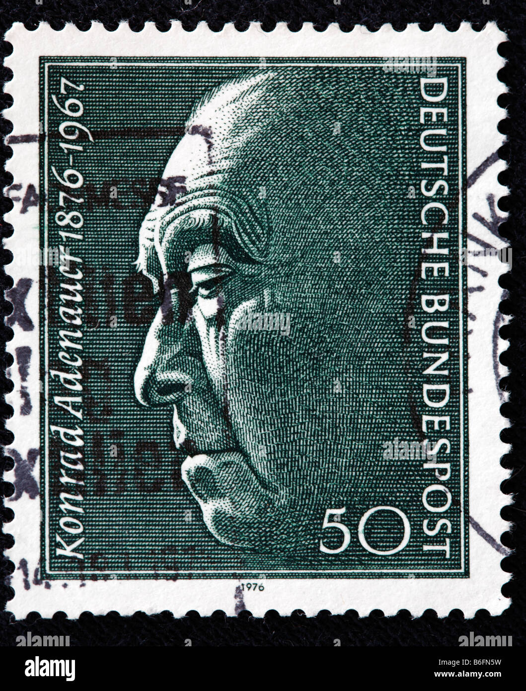 Konrad ADENAUER, cancelliere della Germania Ovest (1949-1963), francobollo, Germania, 1976 Foto Stock