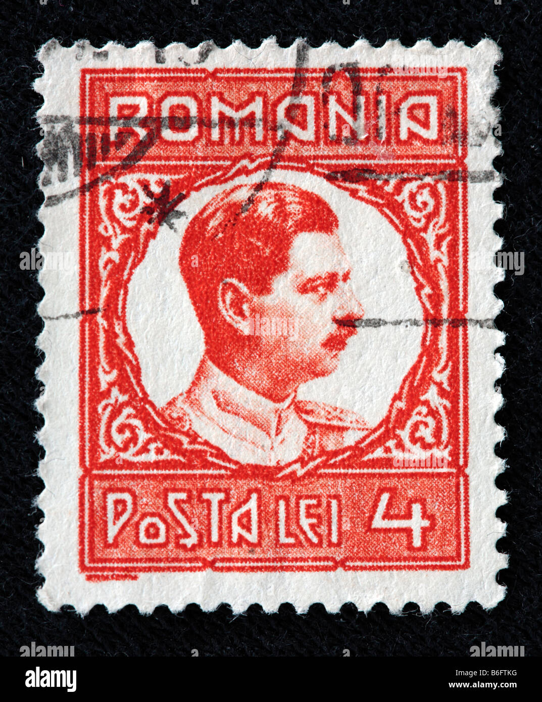 Ferdinando I re di Romania (1914-1927), francobollo, Romania Foto Stock