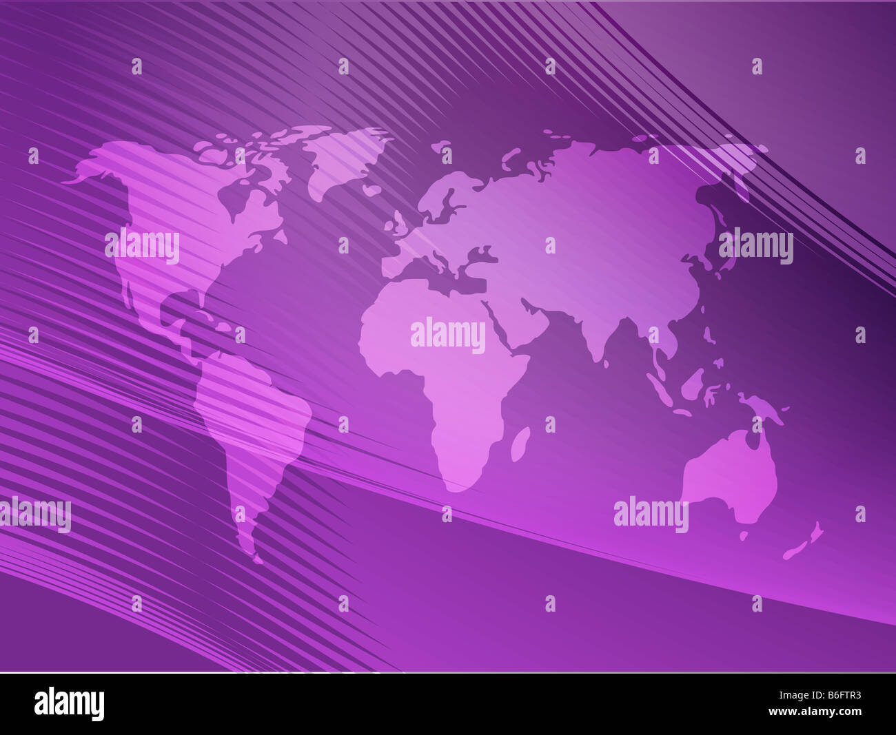 Mappa del mondo illustrazione con abstract di linee curve Foto Stock