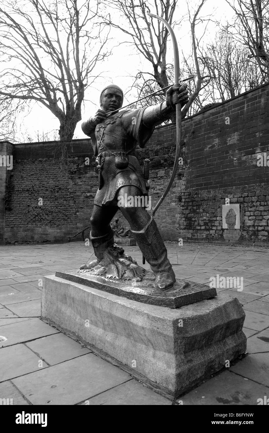 Robin Hood statua Nottingham Castle Foto Stock