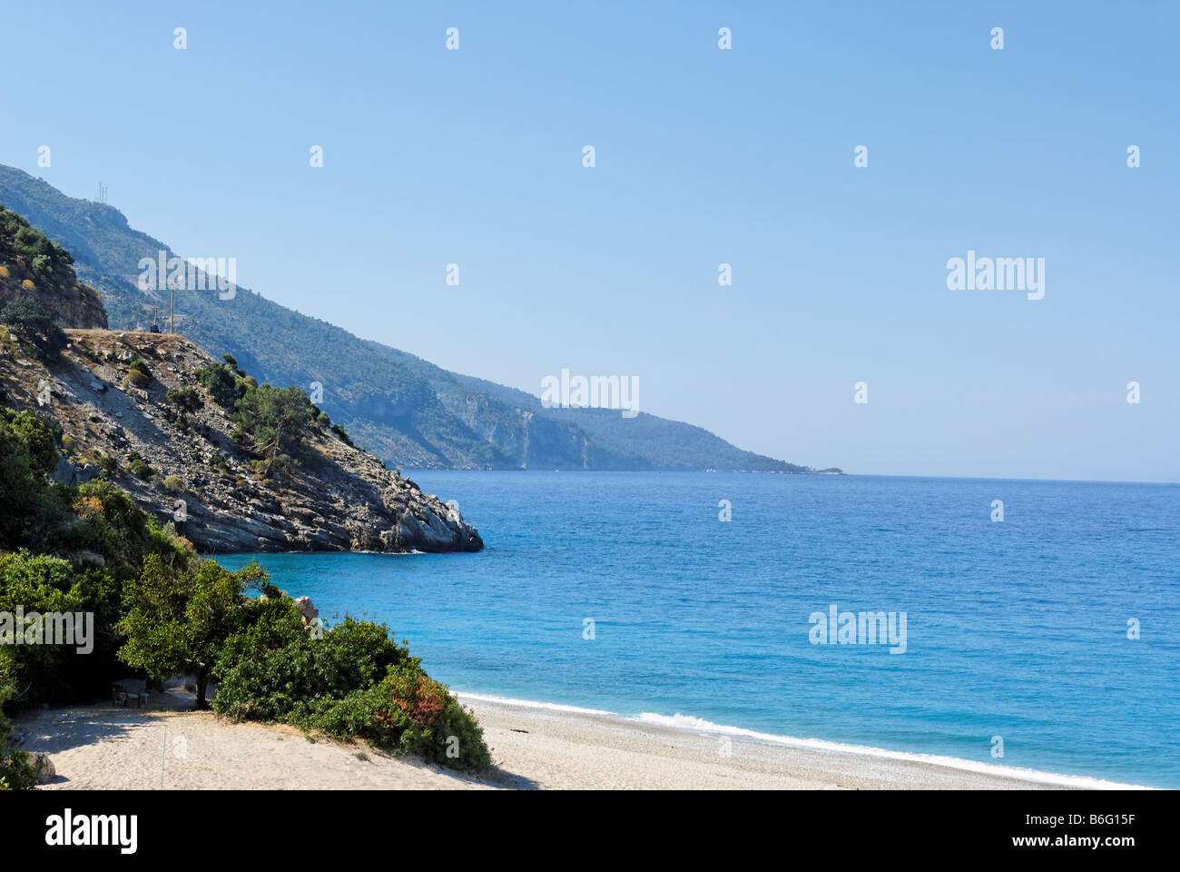 Spiaggia cittadina Oludeniz Anatolia Turchia Eurasia Foto Stock