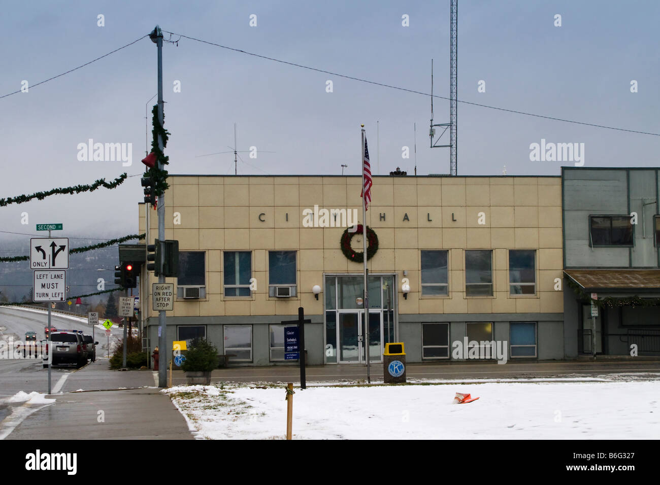 Negli anni cinquanta lo stile architettonico della città di Hall in Whitefish Montana Foto Stock