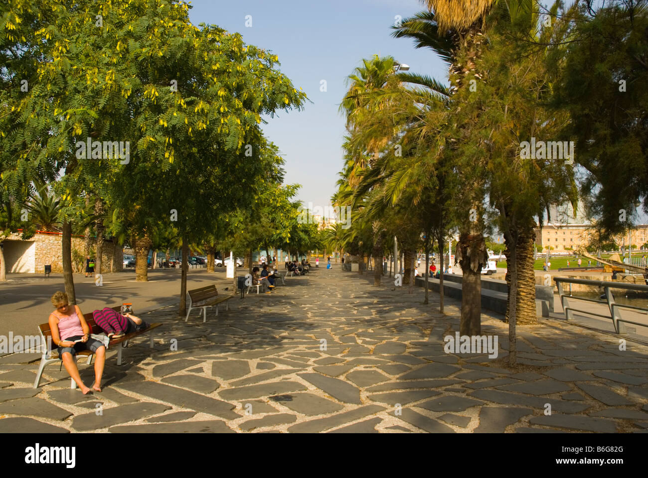 Moll de la Fusta di Barcellona Spagna Europa Foto Stock